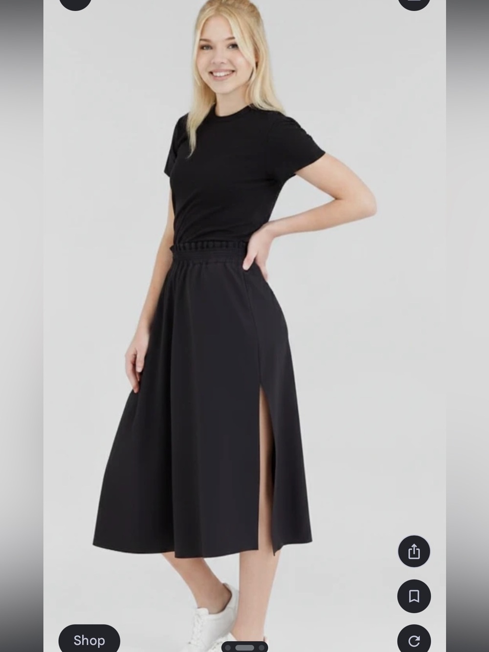 Athleta Black Midi Skirt with Elastic Waist - Picture 2 of 8